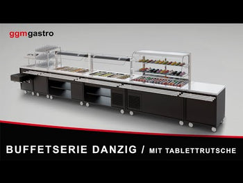Buffetvogn varm DANZIG - 1600mm - til 4x GN 1/1 - med bakkeudtræk - sort
