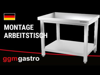 Rustfrit stål arbejdsbord PREMIUM - 0,6 m - med underhylde, afstivning & bagkant