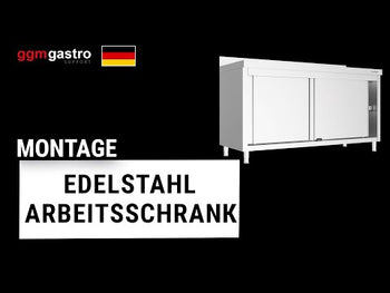 Arbejdsskab i rustfrit stål PREMIUM 1,2 m - med skydedør og bagkant