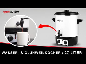 Vand- og gløggkedel - 27 Liter - 2kW - rustfrit stål - med aftapningshane og timer