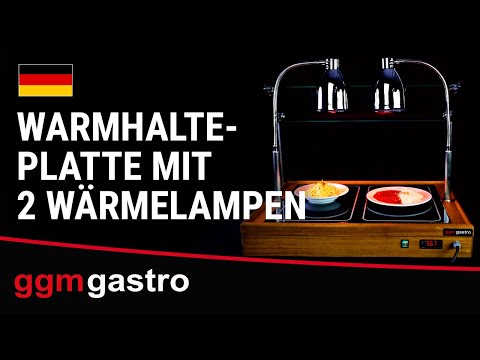 Varmeplade med trælook med glaskeramisk varmeflade|Varmebro med infrarøde varmelamper - 1,30 kW - GN 1/1 - med 2 infrarøde varmelamper - med nyseskærm i glas