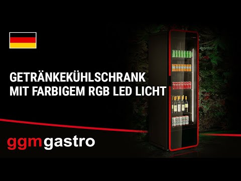 Flaskekøleskab - 550 Liter - rammeløst design - med 1 glasdør & farvet LED-lys