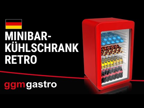 Mini køleskab - 113 Liter - med 1 glasdør - Rød