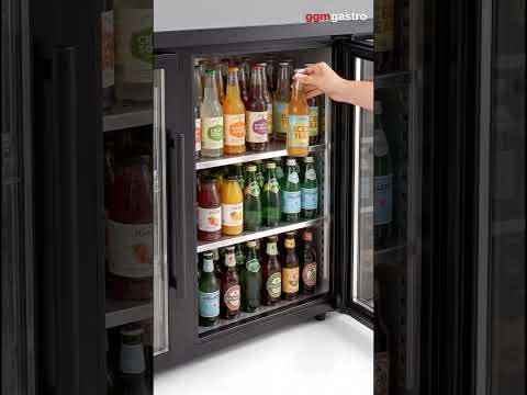 Bar- og drikkevarekølebord Premium – 2540 mm – med 4 glaslåger og RGB-LED-belysning