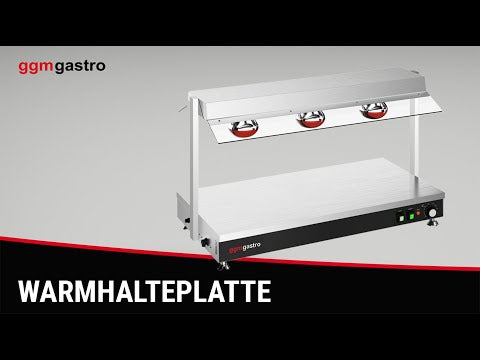 Varmebro i rustfrit stål - 1,5 kW - GN 1/1 - med 3 infrarøde varmelamper - med nyseskærm i glas