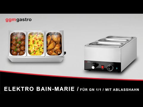 Elektronisk Bain marie/Vandbad - 1,2 kW - til GN 1/1 med 150 mm højde: - med aftapningshane