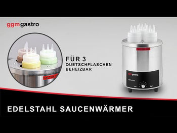 Saucevarmer i rustfrit stål - til 3 klemmeflasker