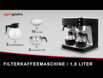 Filterkaffemaskine - 2x 1,8 Liter - 4kW - med 2 glaskander & 4 varmeplader