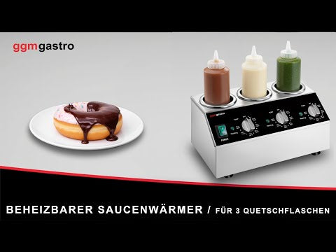 Sovsedispenser i rustfrit stål - til 3 squeeze-flasker - opvarmbar