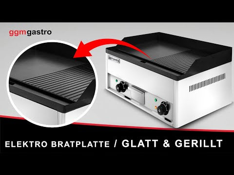 Elektrisk grillplade - 4,4 kW - Glat og Rillet - Grilloverflade: 600x335 mm