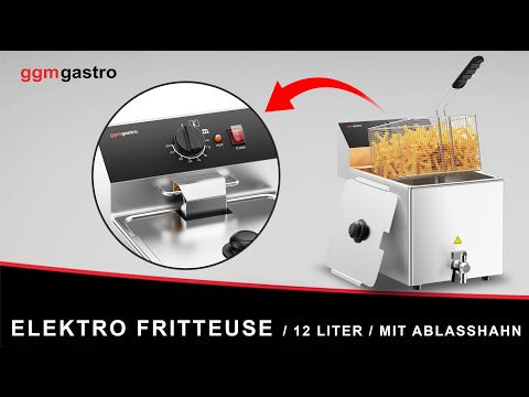 Elektrisk frituregryde - 12 liter - 3,25 kW - med aftapningshane