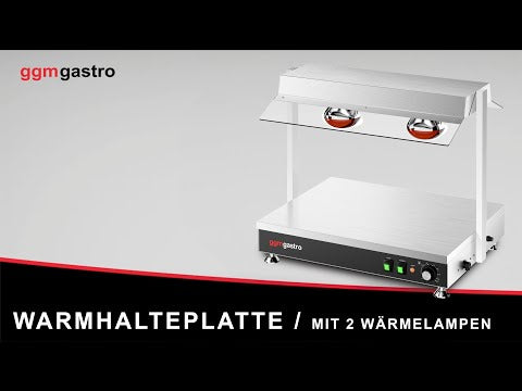 Varmeplade i rustfrit stål - 1 kW - GN 1/1 - med nyseskærm i glas