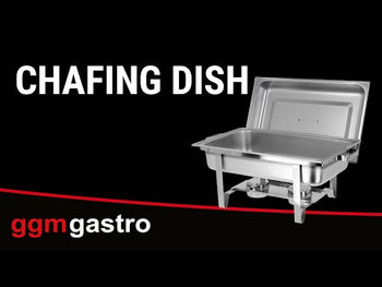 Chafing skål lang med hængslet låg og rustfri stål ben