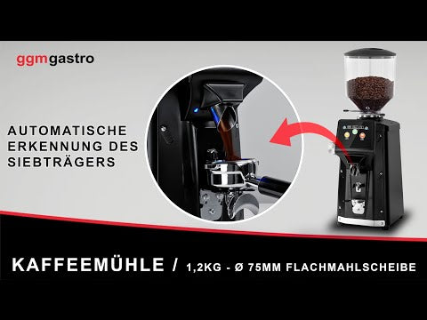 Kaffekværn - 1,2 kg - med kølesystem - Ø 83 mm flad kværnskive - automatisk registrering af portafilter - sort