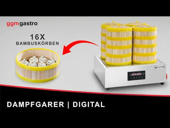 Dampkoger - 2,5 kW - Digital - inkl. 16 bambuskurve og 4 låg