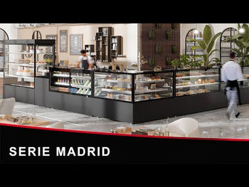 MADRID kageudstillingsskab - 1800mm - med LED-belysning, 3 hylder - sort mat