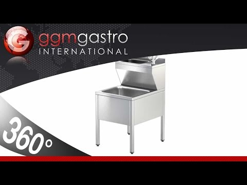 Hånd- og udslagsvask - rustfrit stål - med blandingsbatteri & sæbedispenser, bagkant