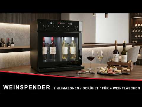 Vindispenser - 2 temperaturzoner - kølet - til 4 vinflasker