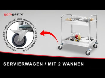 Serveringsvogn - 805x460mm - med 2 hylder og afstivning