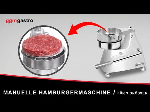 Manuel Burgerpresser til 3 størrelser - Ø 100 - Ø 130 - Ø 150 - sølv