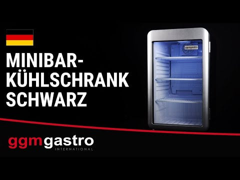 Mini køleskab - 113 Liter - med 1 glasdør - Sort/Sølv