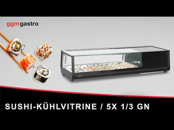 Sushi-kølemontre - 6x 1/3 GN - Sort