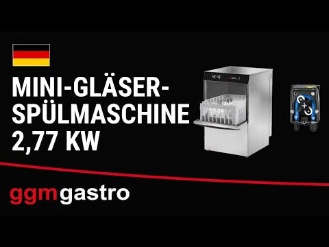 Dobbeltvægget Mini-Glasopvasker - Manuel - 2,77 kW - med afløbspumpe, sæbe- & afspændingspumpe