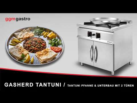 Gaskomfur - 800x700x850 mm - 24,0 kW - 1 brændere - fritstående - består af Tantuni‑pande og underskab med 2 døre