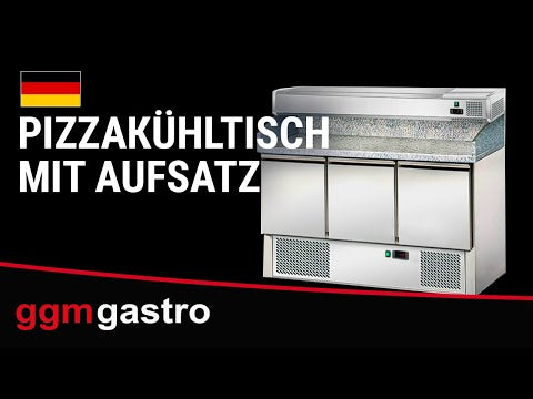 Pizzabord ECO - 1400x700mm - med 3 Glasdøre - inkl. Køleopsats - 6x GN 1/4