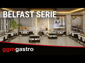 Brødhylde BELFAST - 2000mm - med hjul - sort granitbordplade