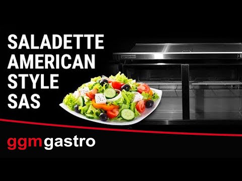 Saladette / Pizzabord American Style PREMIUM - 1230mm - 396 Liter - med 2 Døre - inkl. 12x GN-beholder 1/6