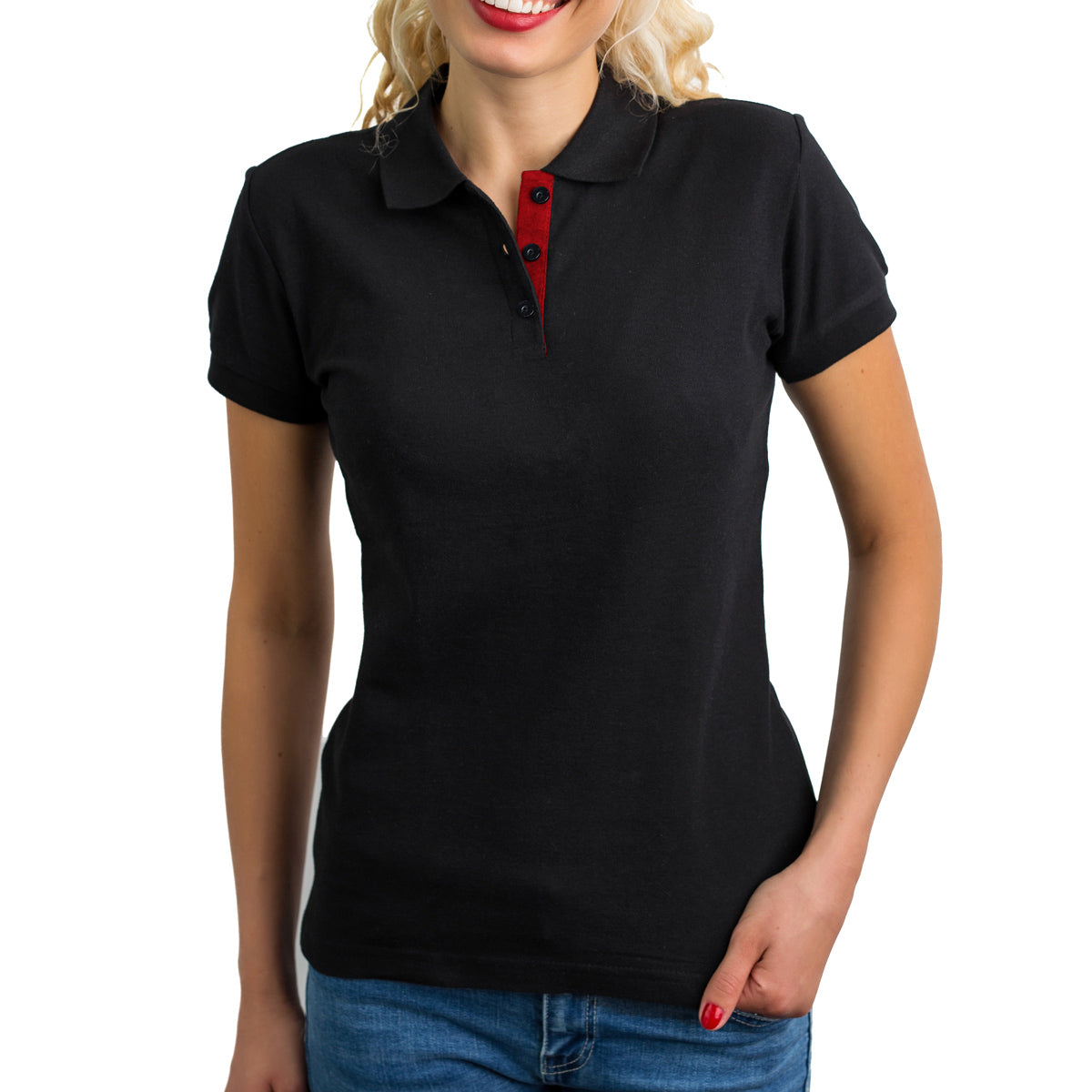 (5 stk) Poloshirt DAME - Sort - str. XS