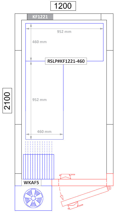 Hylde sæt af aluminium - L-form - dybde: 460 mm