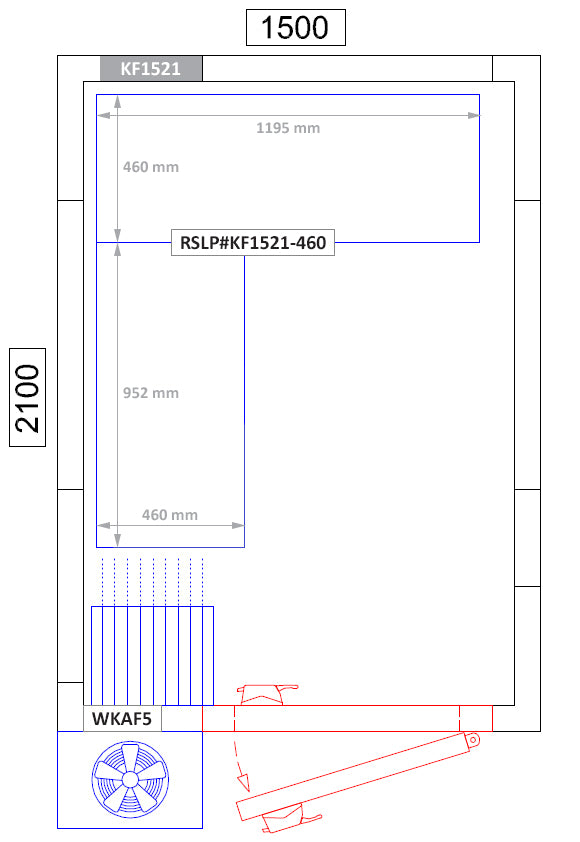 Hylde sæt af aluminium - L-form - dybde: 460 mm