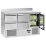 Kølebord ECO - 1368x700 mm - 368 liter - statisk køling - med 1 døre - med 4 skuffer - Bagkant