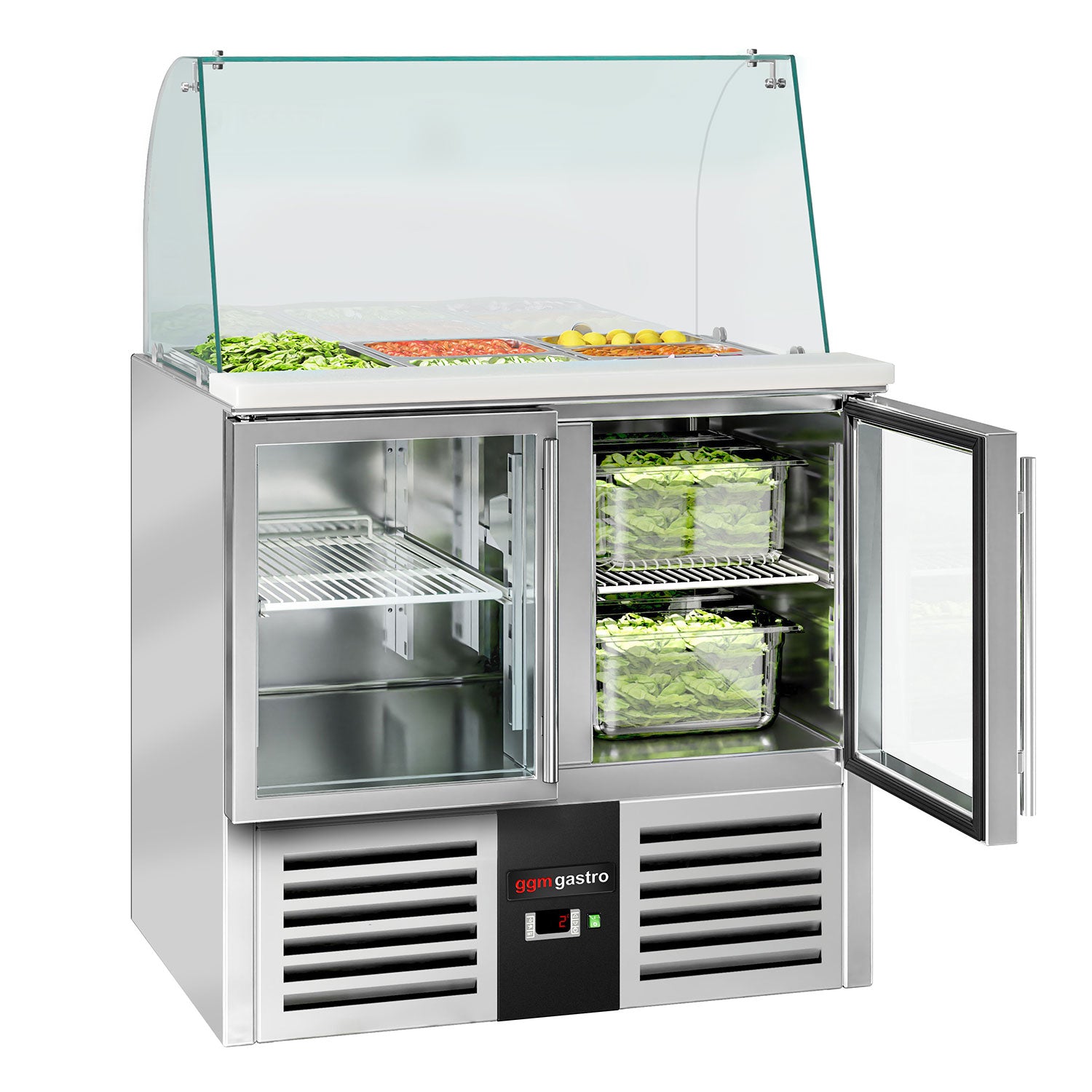 Saladette PREMIUM - 0,9 x 0,7 m - med 2 Glasdøre