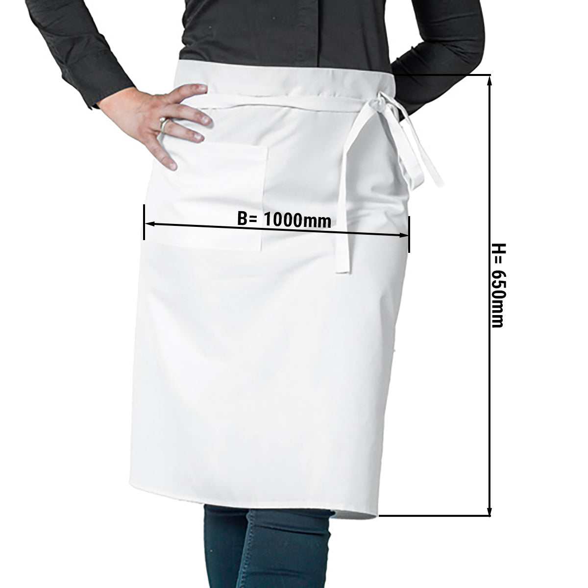 (5 stk) Bistroforklæde - Hvid - Længde: 65 cm