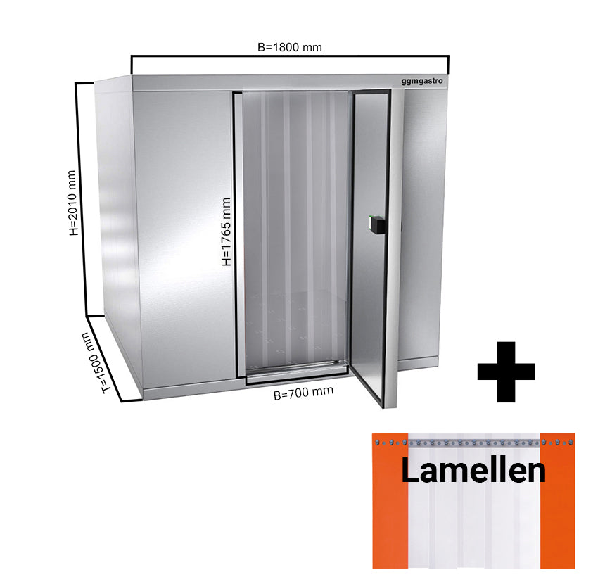 Fryserum i rustfrit stål - 1,8 x 1,5 m - højde: 2,01 m - 3,47 m³