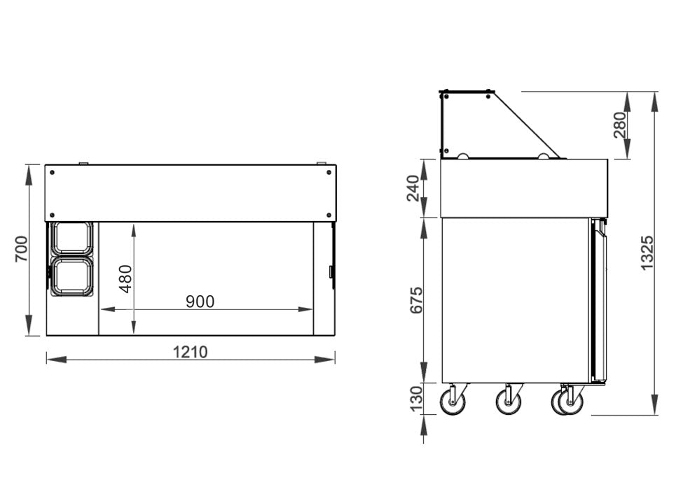 Koldjomfru - 1,21 x 0,7 m - med 1 dør inkl. klemmegrill